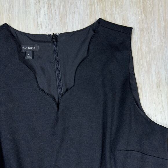 Talbots Black Sleeveless Scallop Neck Ponte Knit Dress Size 6 - Picture 3 of 15